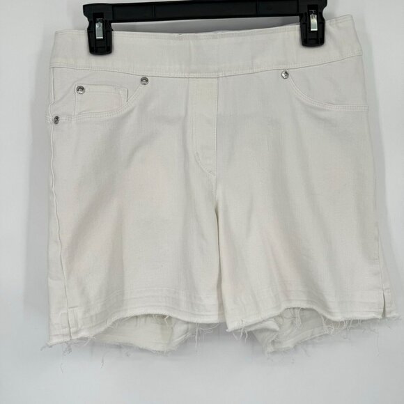 Nygard Luxe White Denim 360° Pull On short 4 Way Stretch Size medium relesed hem - Picture 2 of 11